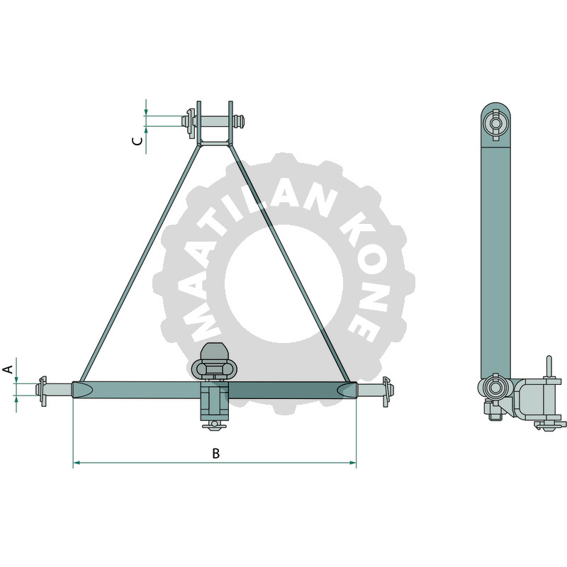 Vetokoukku kolmipistekiinnitykseen