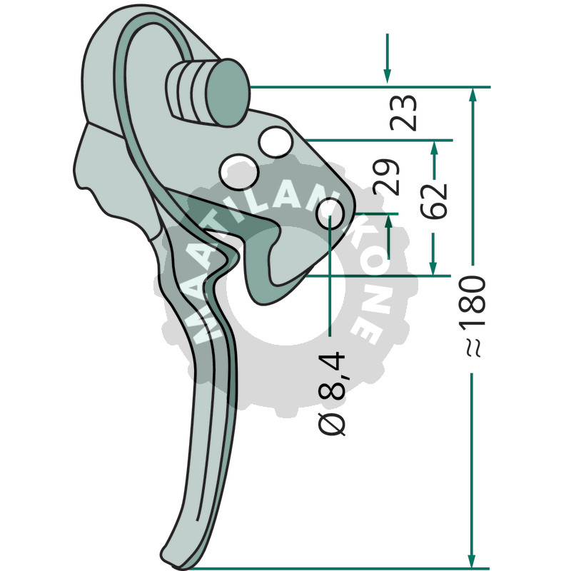 Lukko, galvanoitu, oikea pf. 603