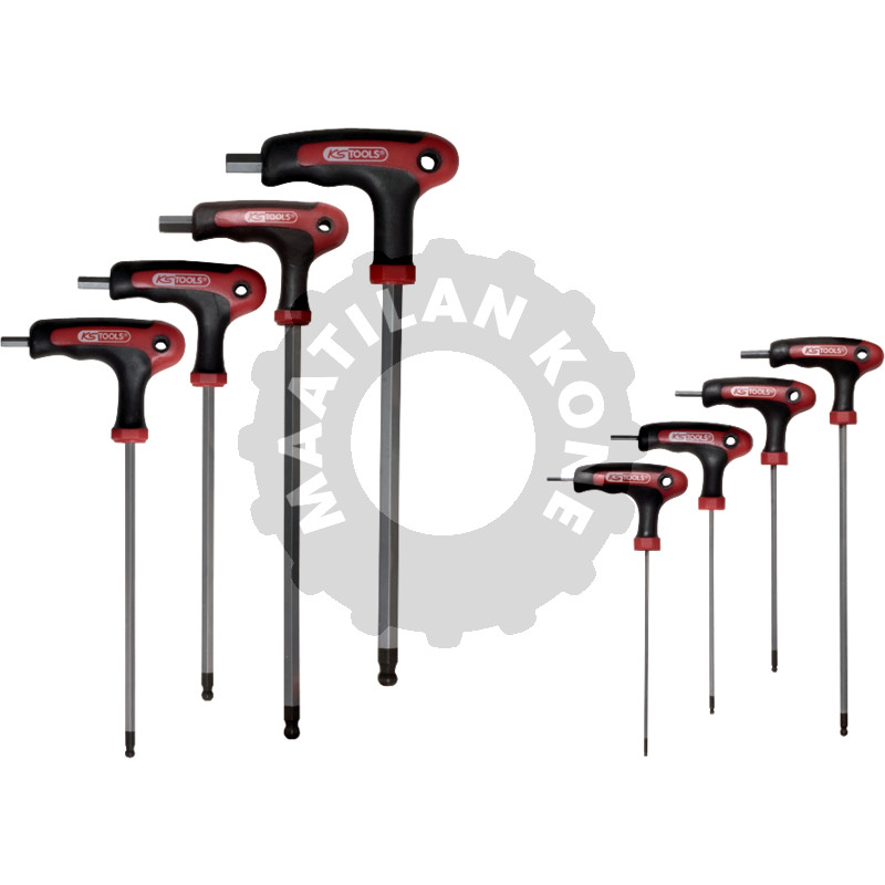 ERGOTORQUEplus® T-avainsarja, kuusiokolo pyöreällä päällä, 8 osaa, 2-10mm