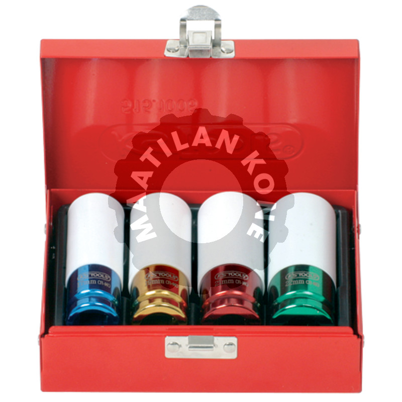 1/2" iskuhylsysarja alumiinivanteille, 4 osaa, 17-22mm